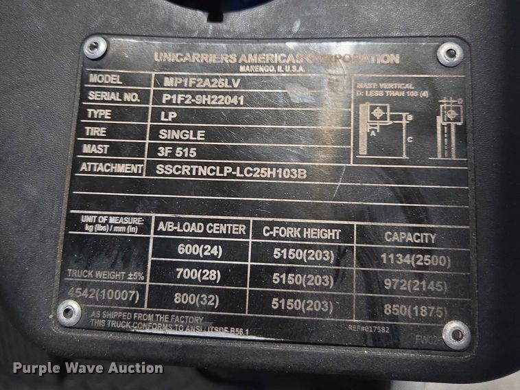 image for item EA5461 2017 UniCarriers PF50 forklift