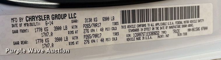 image for item EA7924 2014 RAM 1500 Crew Cab pickup truck