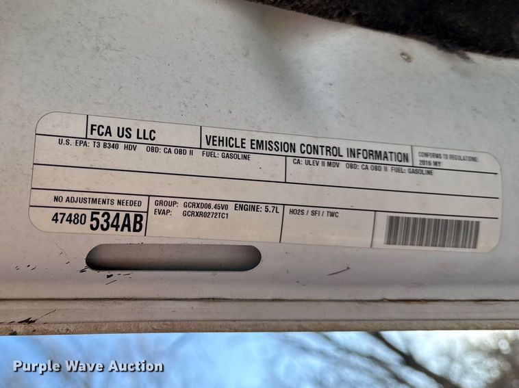 image for item EC4567 2016 Dodge Ram 2500 Crew Cab pickup truck