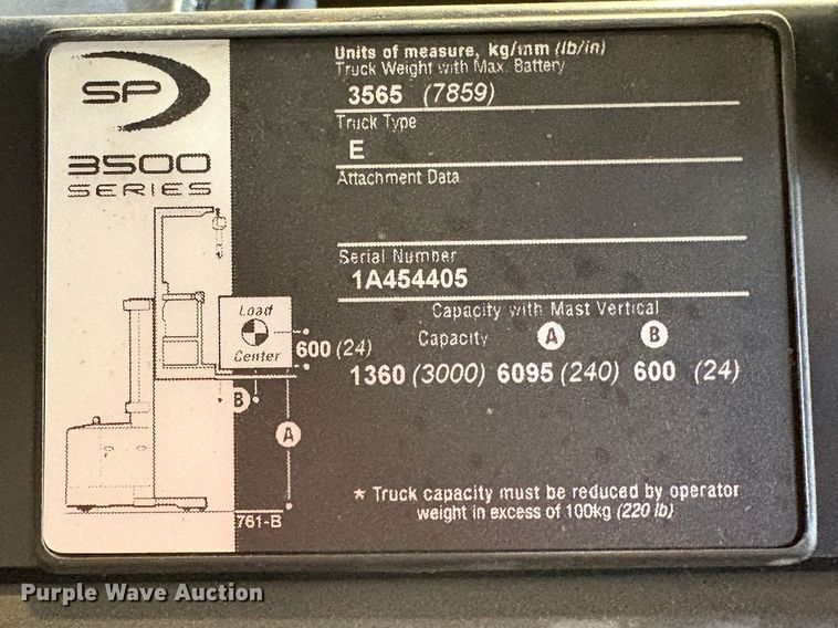 image for item EC8264 2016 Crown SP3520-30 order picker
