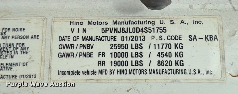 image for item ED5130 2013 Hino 268 vacuum truck