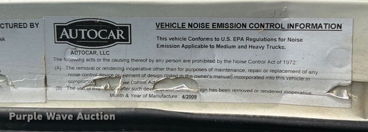 image for item ED5131 2009 Autocar Xpeditor refuse truck