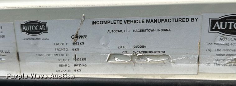 image for item ED5131 2009 Autocar Xpeditor refuse truck