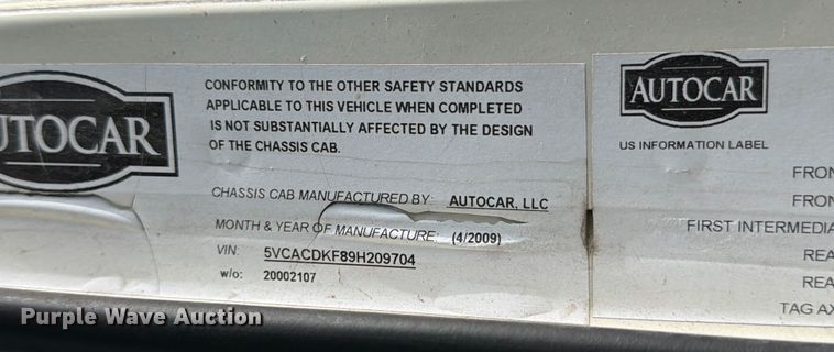 image for item ED5131 2009 Autocar Xpeditor refuse truck