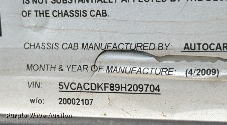 image for item ED5131 2009 Autocar Xpeditor refuse truck