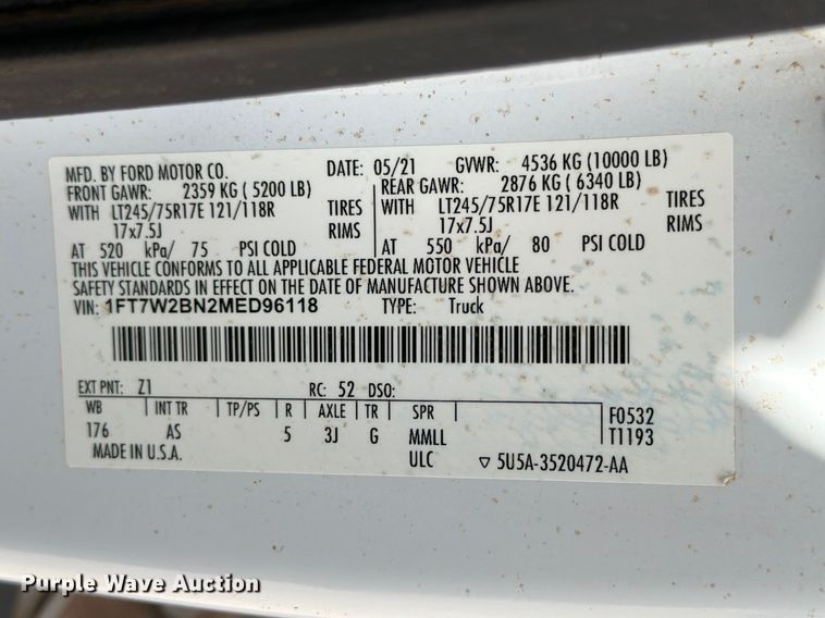 image for item ED5139 2021 Ford F250 Super Duty XL Crew Cab pickup truck