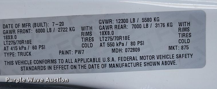 image for item EE5152 2020 RAM 3500 Crew Cab pickup truck