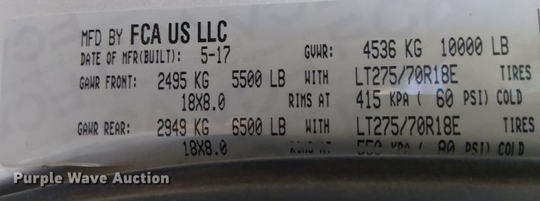 image for item EE5162 2017 RAM 2500 Crew Cab flatbed pickup truck