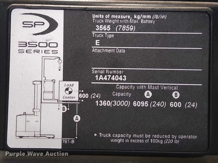 image for item EE5187 2016 Crown SP3520-30 order picker