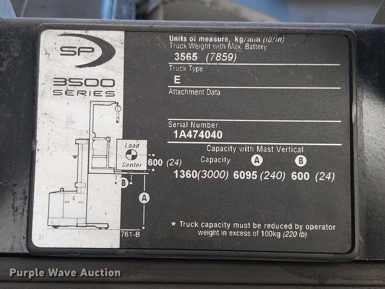 image for item EE5190 2016 Crown SP3520-30 order picker