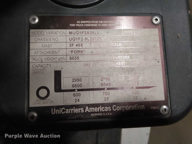 image for item EE5207 2016 UniCarriers PF70 forklift