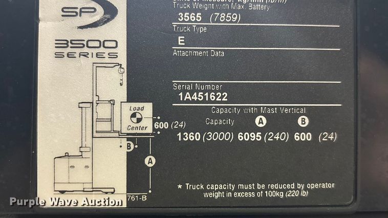 image for item EE6469 2016 Crown SP3520-30 order picker