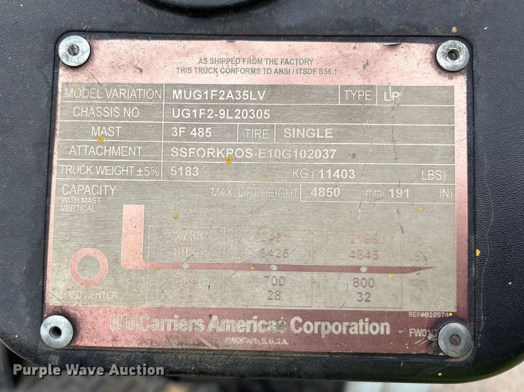 image for item EF1014 2016 UniCarriers PF70 forklift