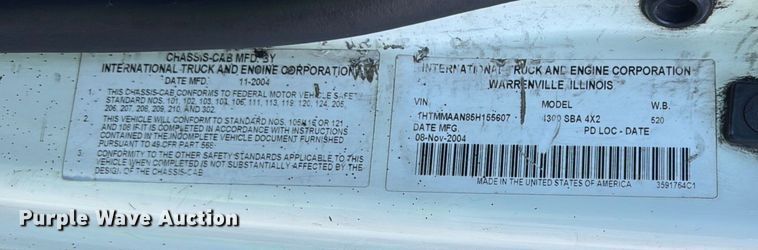 image for item EF2313 2005 International 4300 box truck