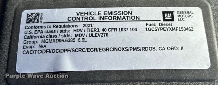 image for item EF2416 2021 Chevrolet 2500HD Ext. Cab pickup truck