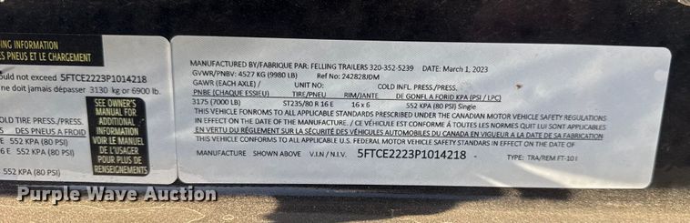 image for item EG2076 2023 Felling Trailers FT-10I equipment trailer