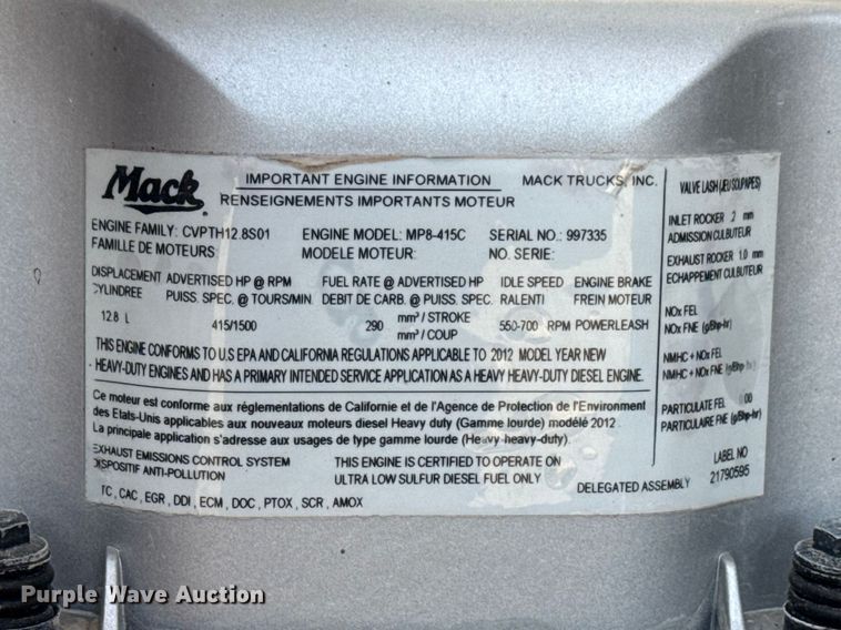 image for item EG2116 2013 Mack CXU612 toter truck