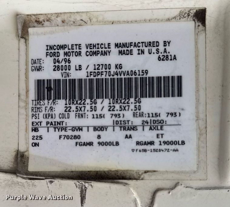 image for item EG2250 1997 Ford F700 scissor lift truck