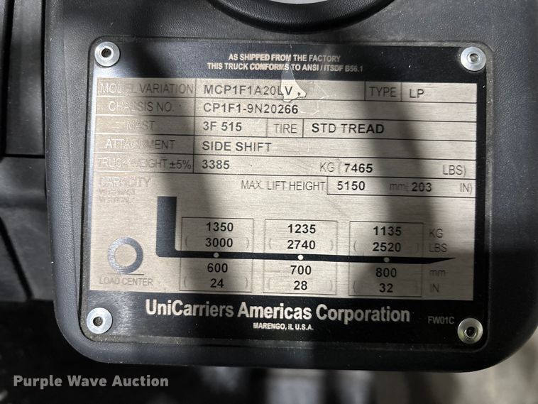 image for item EM5047 2016 UniCarriers CFS40 forklift