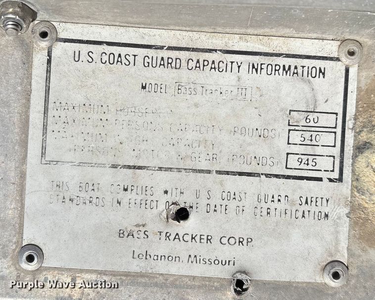 image for item EN5971 1980 Bass Tracker III boat