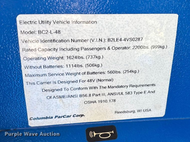 image for item EN5991 Columbia BC2-L-48 utility vehicle