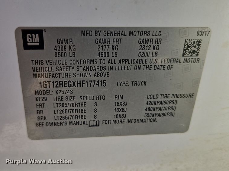 image for item EO7025 2017 GMC Sierra 2500HD Crew Cab pickup truck