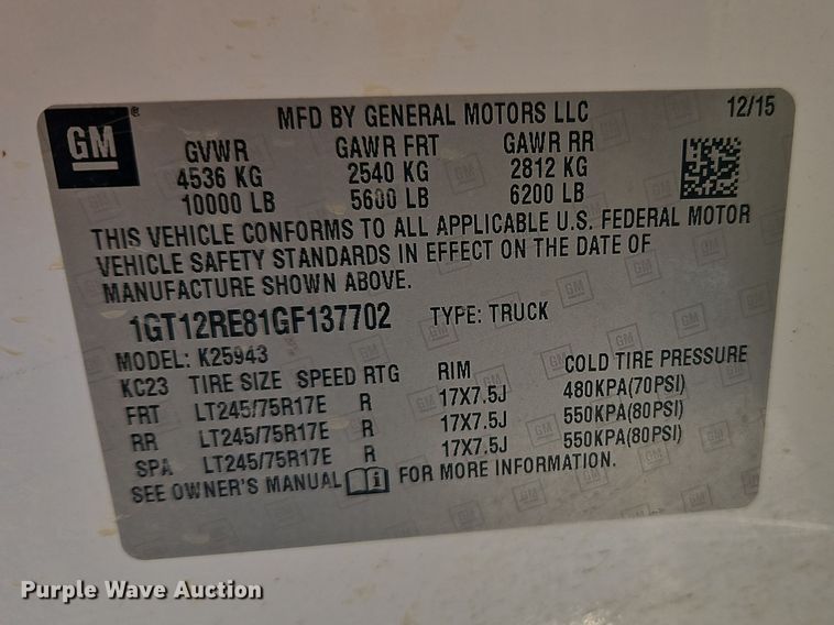 image for item EO7026 2016 GMC Sierra 2500HD Crew Cab pickup truck