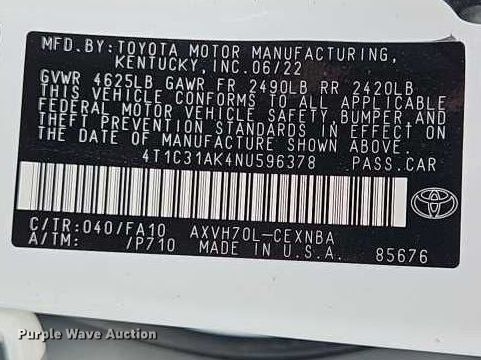 image for item EO7056 2022 Toyota Camry 