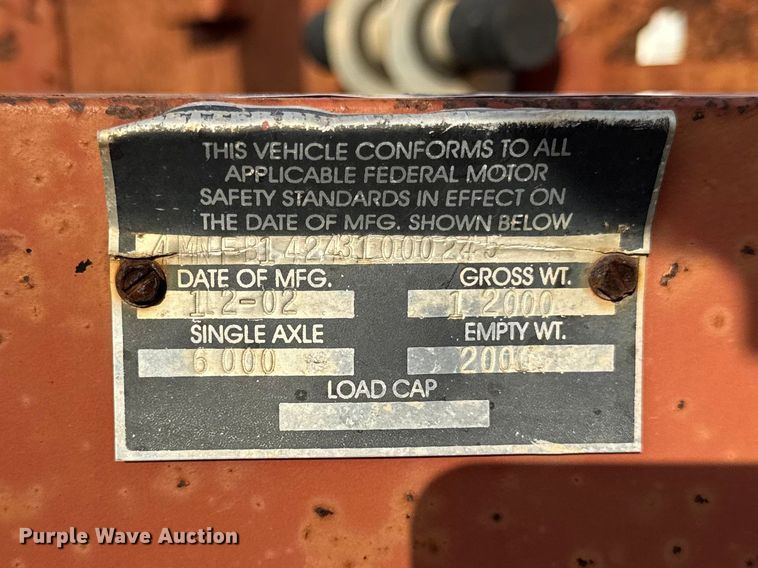 image for item ER0449 2003 Built Better equipment trailer