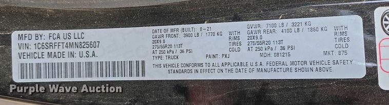 image for item ES2953 2021 RAM 1500 Crew Cab pickup truck