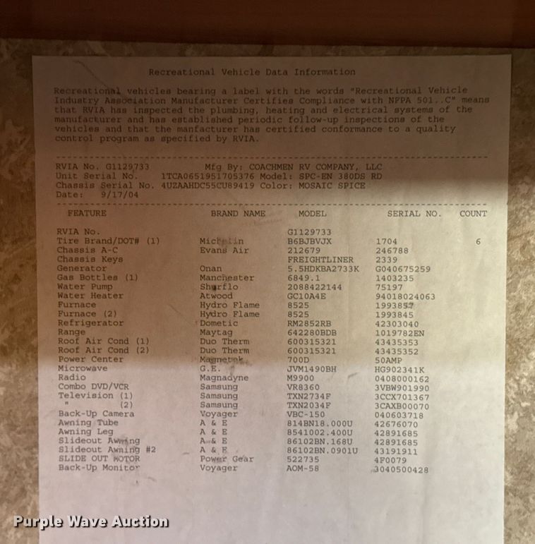 image for item ES5853 2005 Coachman Encore 380DS RV