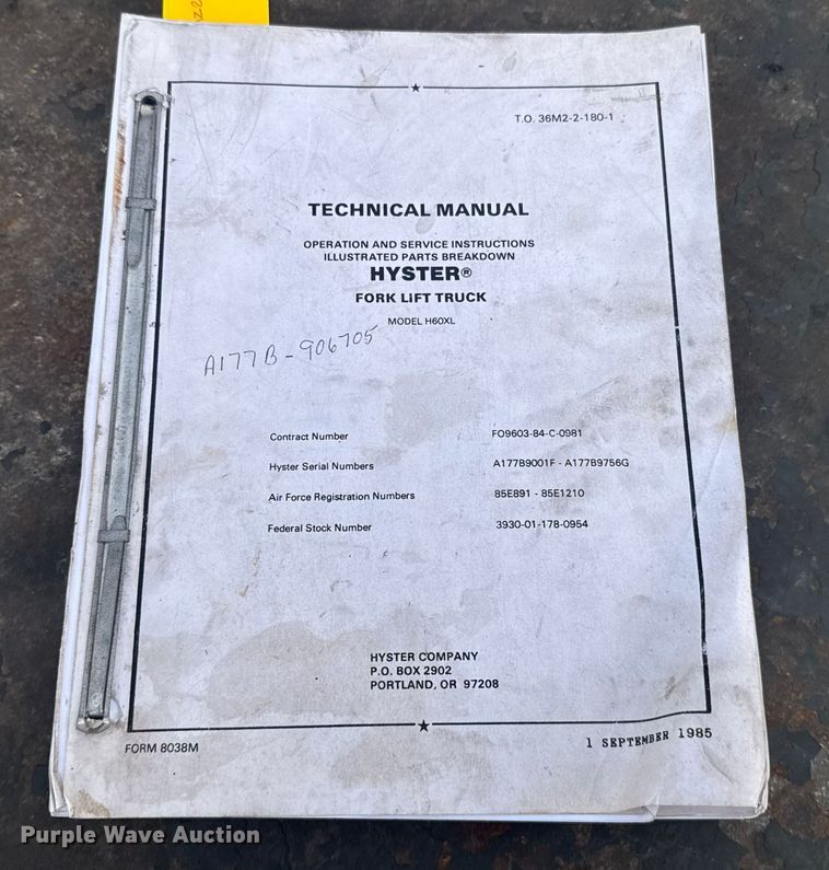 image for item ES5857 Hyster H60XL forklift