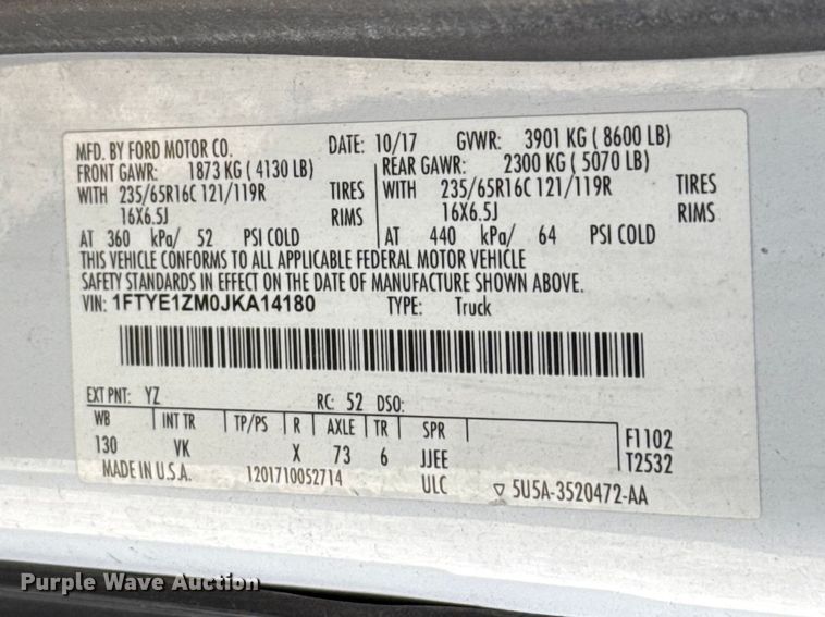 image for item ES5862 2018 Ford Transit 150 van