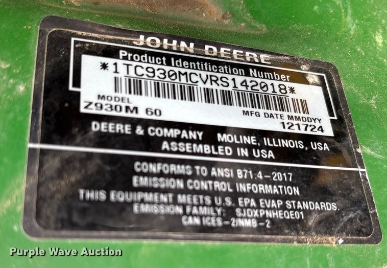 image for item ES8614 2024 John Deere Z930M ZTR lawn mower