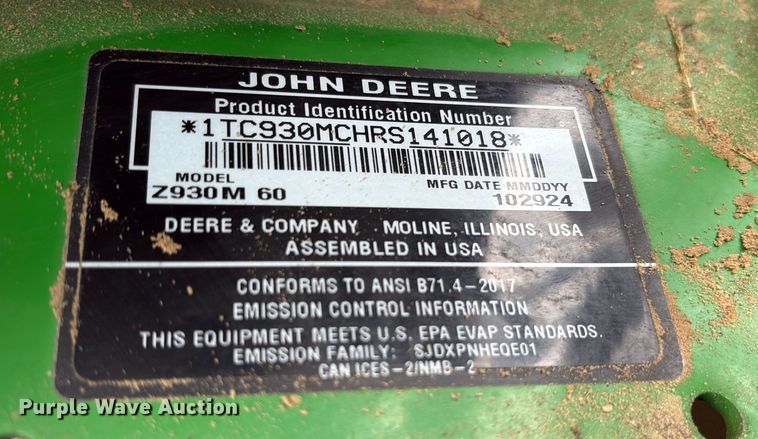 image for item ES8616 2024 John Deere Z930M ZTR lawn mower