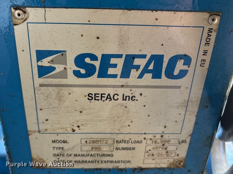 image for item ES8627 (4) 2007 Sefac 1200M72 automotive lift