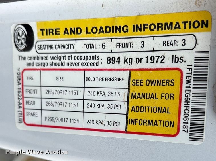 image for item ES8631 2017 Ford F150 XL Crew Cab pickup truck