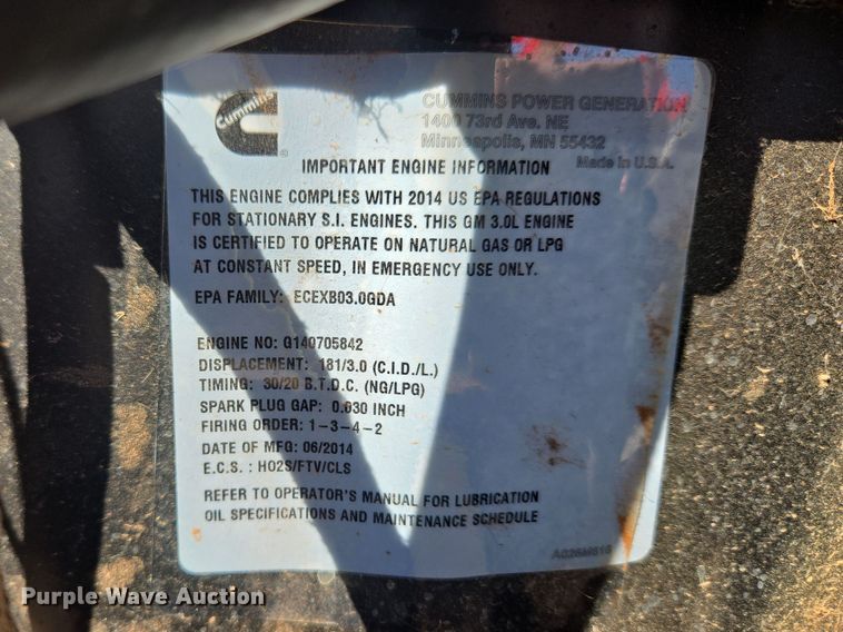 image for item ET1339 Cummins Power Generation GGMB-1408156 generator