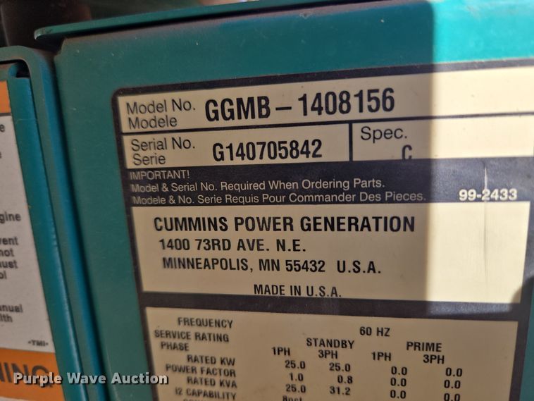 image for item ET1339 Cummins Power Generation GGMB-1408156 generator