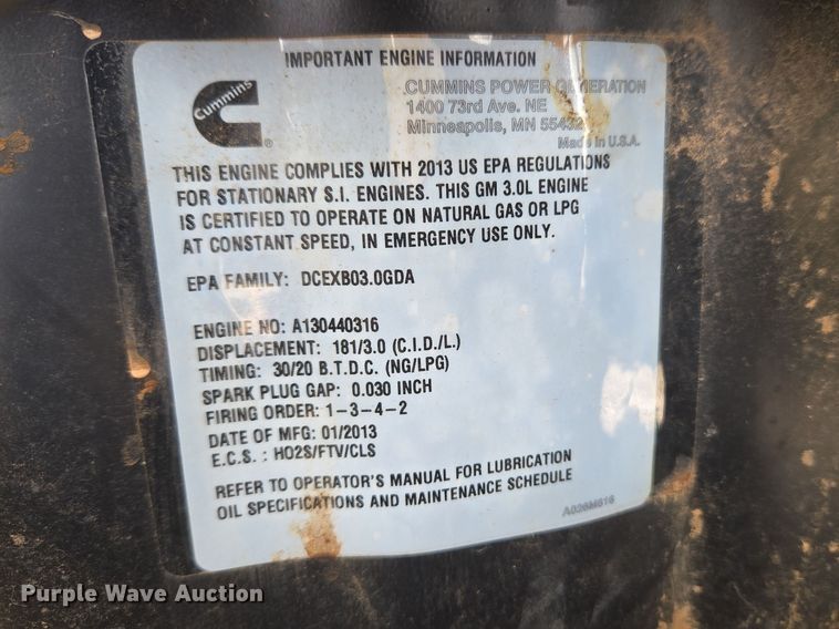 image for item ET1340 Cummins Power Generation GGMB-1219067 generator