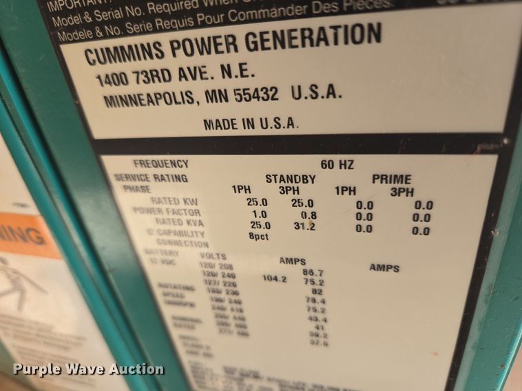 image for item ET1340 Cummins Power Generation GGMB-1219067 generator
