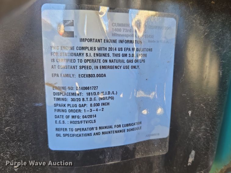 image for item ET1341 Cummins Power Generation GGMB-1403605 generator