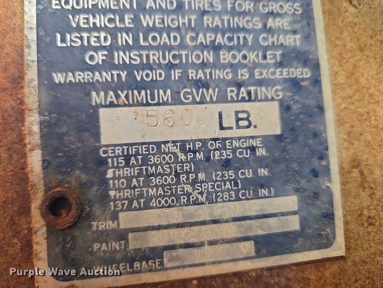 image for item ET1346 1961 Chevrolet Apache 10 pickup truck