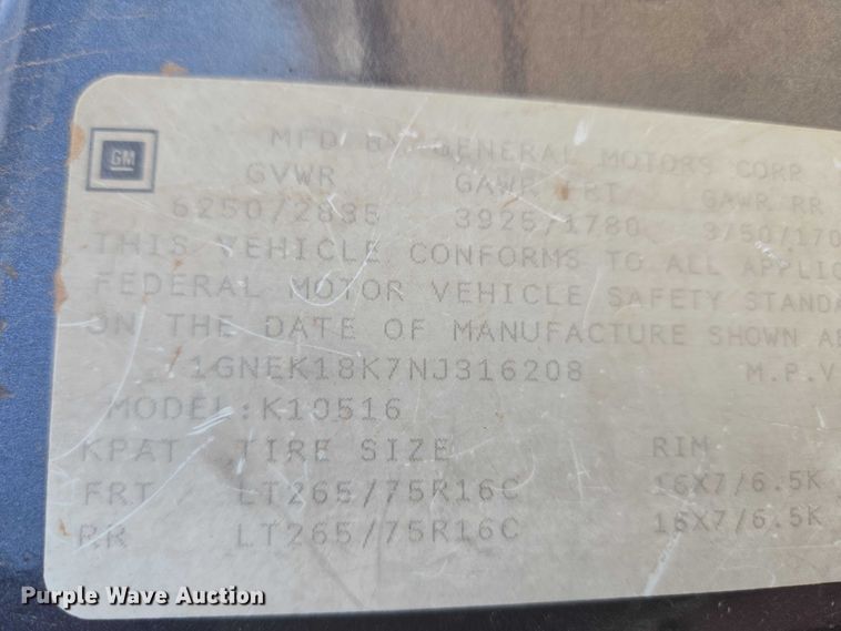 image for item ET1348 1992 Chevrolet Blazer SUV