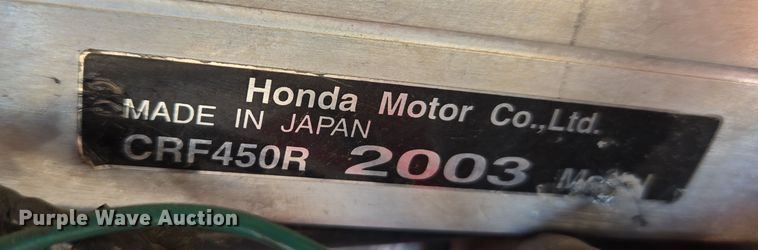 image for item ET1351 2003 Honda CRF450R dirt bike