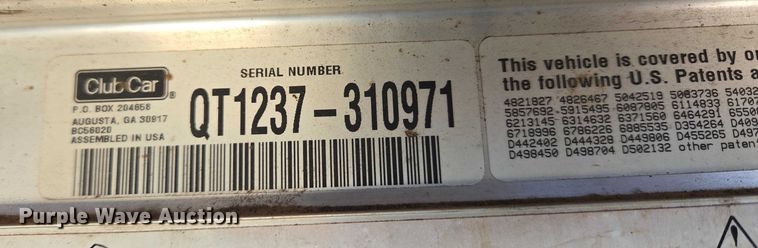 image for item ET1385 Club Car Turf Carryall 2 golf cart