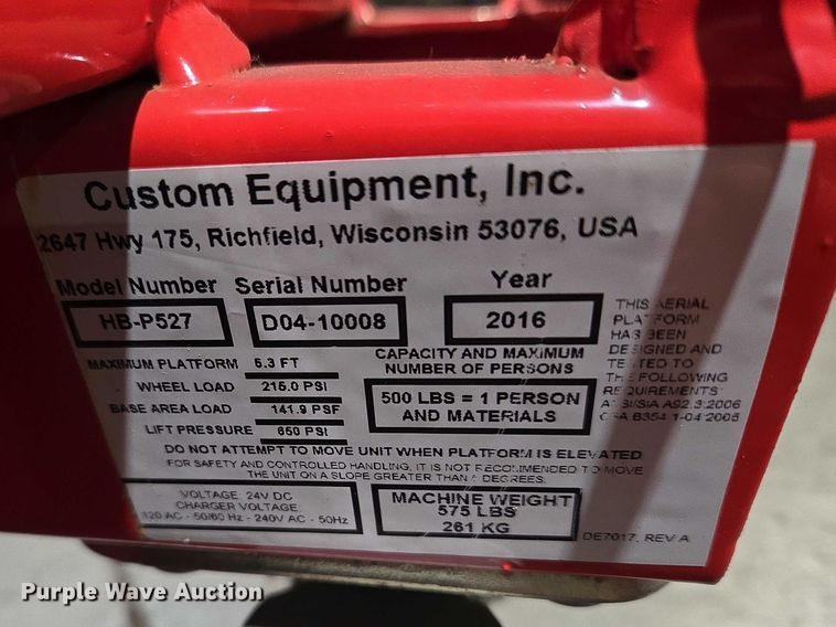 image for item ET1405 2016 Hy-Brid HB-P527 scissor lift