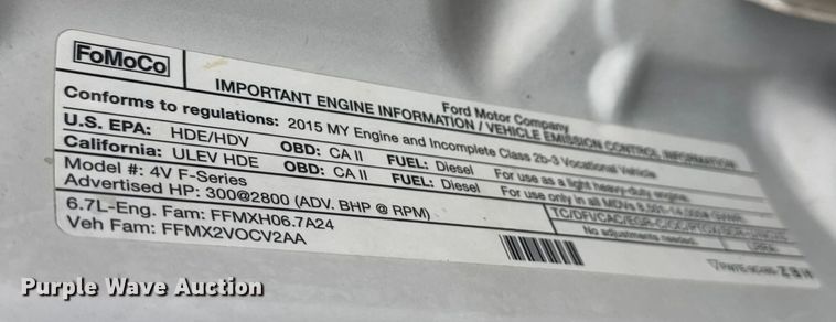 image for item ET1550 2015 Ford F350 Ext. Cab utility bed pickup truck