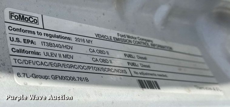 image for item ET1567 2016 Ford F250 Ext. Cab pickup truck