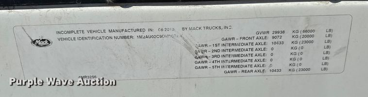 image for item ET1608 2013 Mack LE603 refuse truck